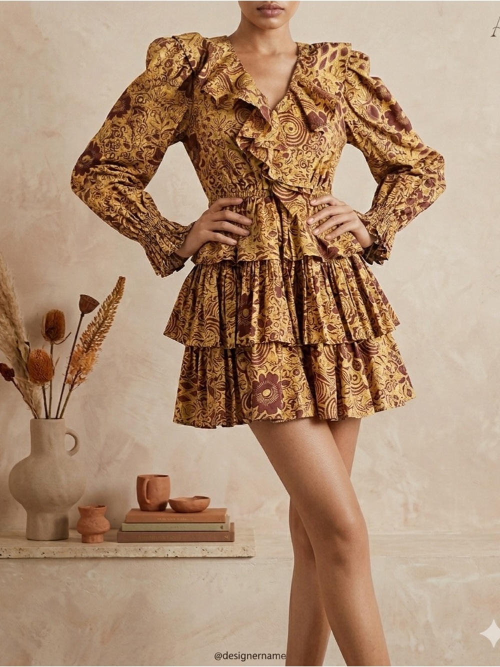 Ulla Johnson Lola Mini Dress Amber Floral Cotton Poplin Tiered Size 2 NWT